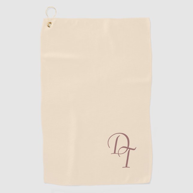 Monogrammed -  champagne colour  golf towel (Front)