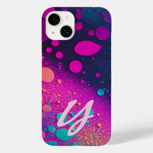 Monogrammed Chartreuse Dark Magenta Aqua Case-Mate iPhone 14 Case