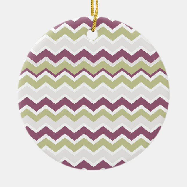 Monogrammed Chevron Brick Ceramic Ornament (Front)