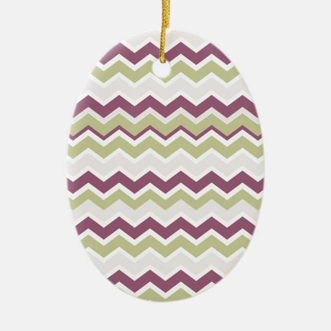 Monogrammed Chevron Brick Ceramic Ornament (Front)