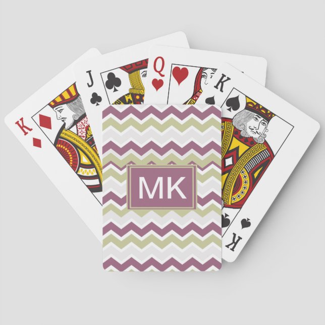 Monogrammed Chevron Brick Playing Cards (Back)