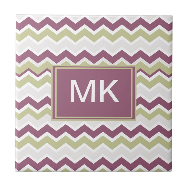 Monogrammed Chevron Brick Tile (Front)
