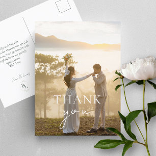 Monogrammed Chic Elegant Couple Photo Thank You Postcard