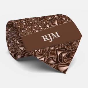 Monogrammed Chocolate Creme Paisley Necktie