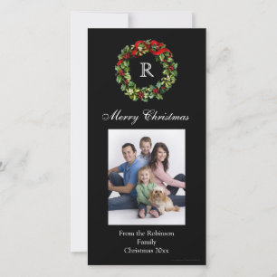Monogrammed Christmas Classic Wreath Holiday Card