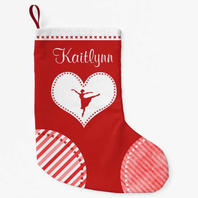 Monogrammed Christmas Patches Dance Small Christmas Stocking (Front)