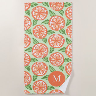 Monogrammed citrus orange pattern pool beach towel