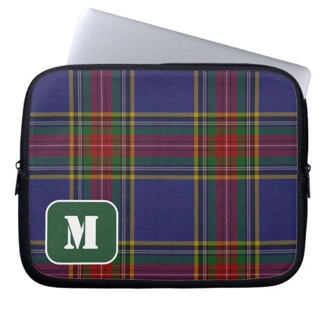 Monogrammed Clan MacBeth Tartan  Laptop Sleeve (Front)
