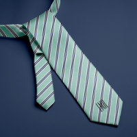 Monogrammed Classic Mint Green and Navy Stripes