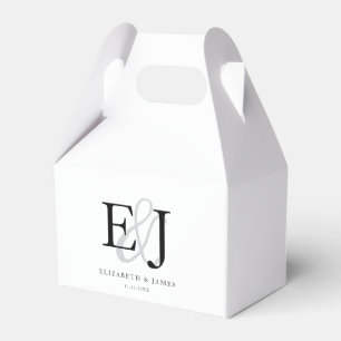 Monogrammed Classic White Elegant Wedding Favor Box