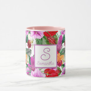 Monogrammed Coastal Paradise Blooms Mug
