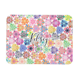 Monogrammed Colourful Boho Mandala Pattern Add Nam Magnet