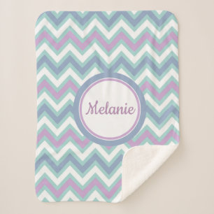 Monogrammed Colourful Chevron Sherpa Blanket