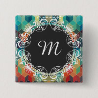 Monogrammed Colourful Cubes Geometric Pattern 2