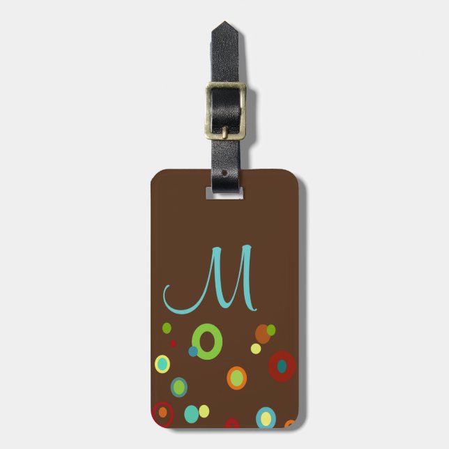 Monogrammed Colourful Dots Luggage Tag (Front Vertical)