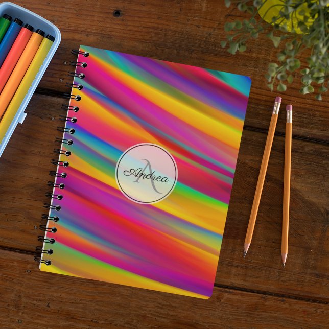 Monogrammed Colourful Gradient Abstract Art Notebook (Creator Uploaded)