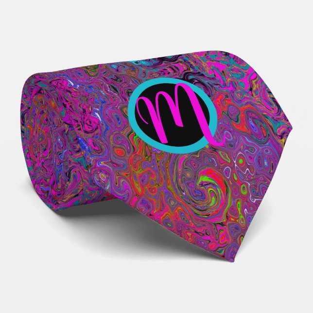 Monogrammed Colourful Groovy Retro Tie (Rolled)