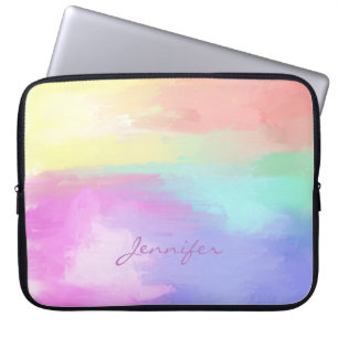 Monogrammed Colourful Oil Paint Brush Strokes Laptop Sleeve