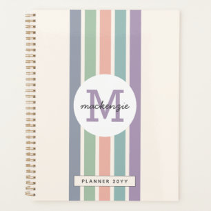 Monogrammed Colourful Pastel Stripes Personalized Planner