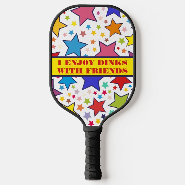 Monogrammed Colourful Stars, Dinks With Friends Pickleball Paddle (Front)