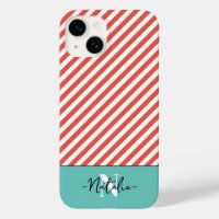 Monogrammed colourful striped pattern Red and blue