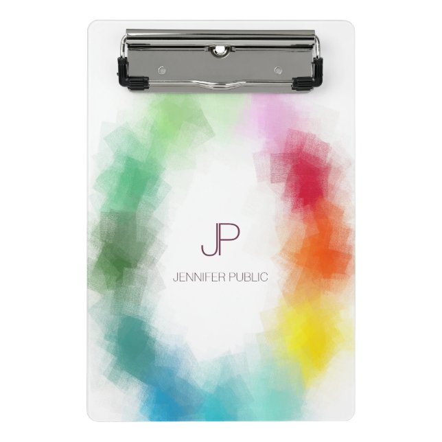Monogrammed Colourful Template Modern Elegant Mini Clipboard (Front)