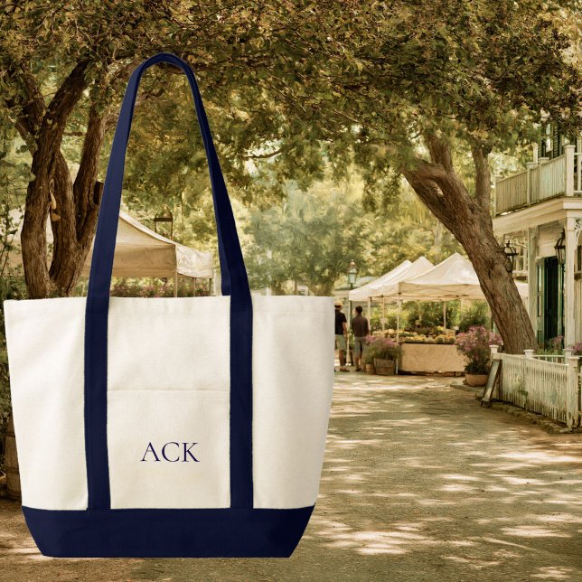 Monogrammed Contrast Colour Canvas Tote Bag (Monogrammed Contrast Trim Tote)
