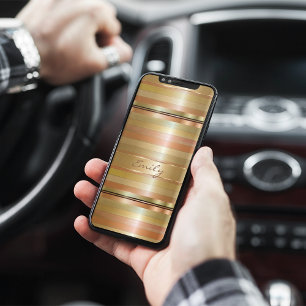 Monogrammed Copper & Gold Stripes Case-Mate iPhone 14 Case