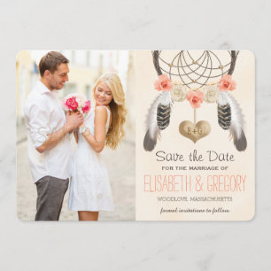 MONOGRAMMED CORAL MINT DREAMCATCHER SAVE THE DATE