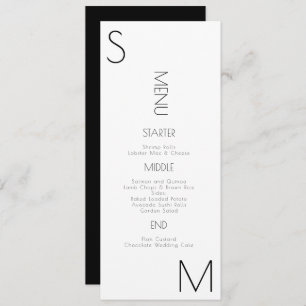 Monogrammed Corner Black White Wedding Menu