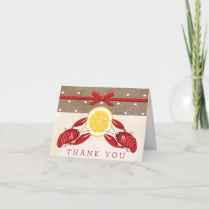 Monogrammed Crawfish Boil Wedding Shower Thank You Card