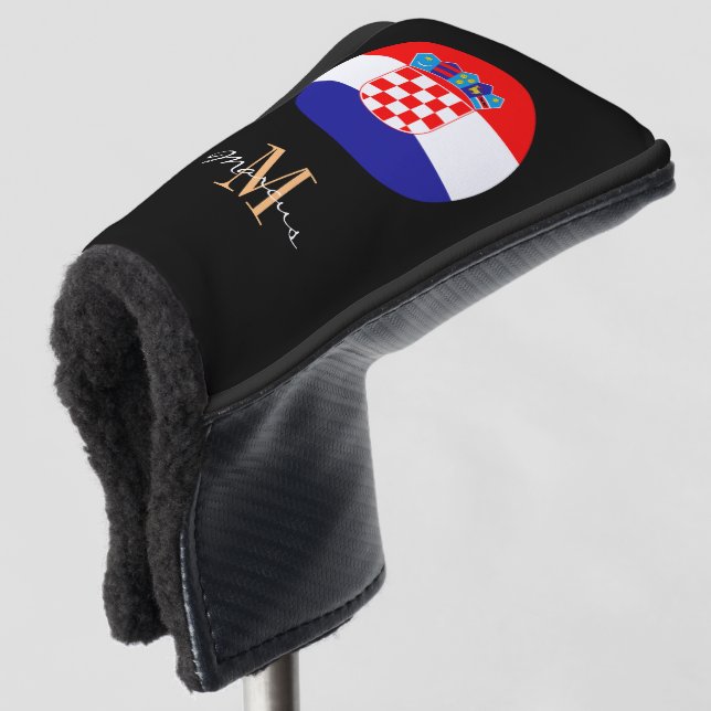 Monogrammed & Croatia Flag Golf Clubs Covers  (3/4 Front)