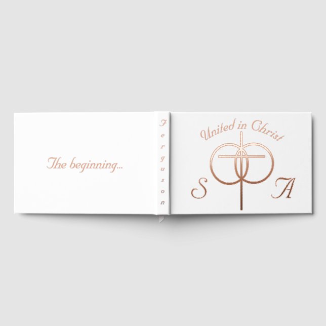 Monogrammed Cross & Rings Wedding Guest Book (Full)