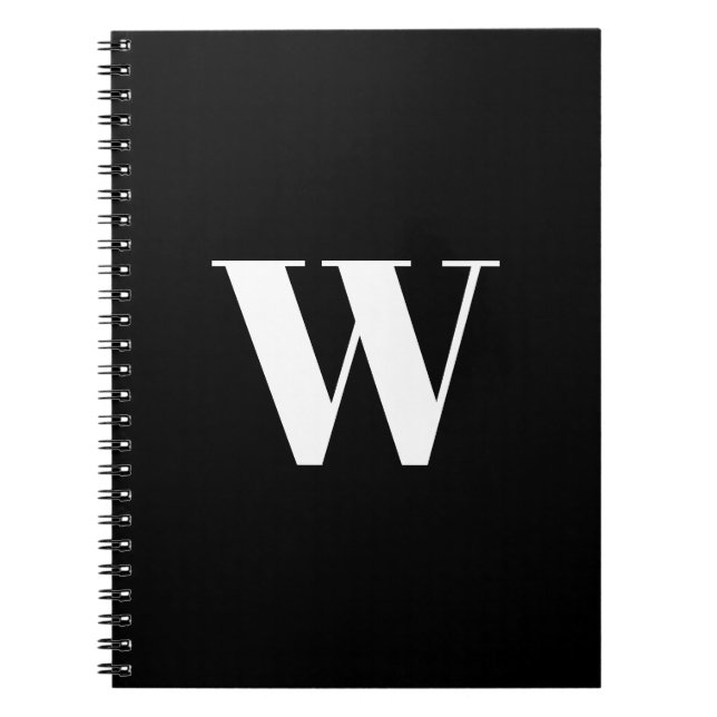 Monogrammed Custom black white initial elegant Notebook (Front)