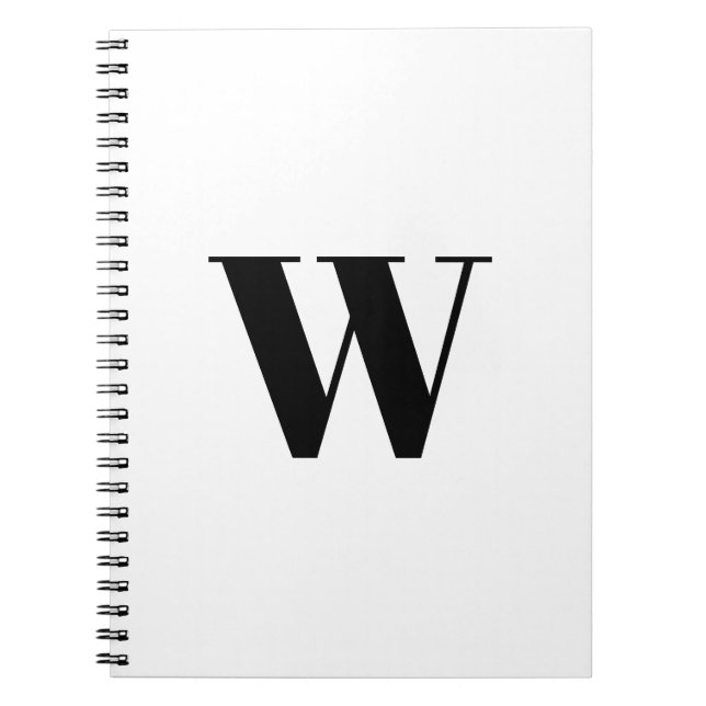 Monogrammed Custom black white initial elegant Notebook (Front)