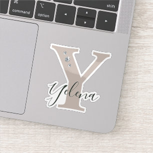 Monogrammed Custom Name Elegant Faux Diamonds