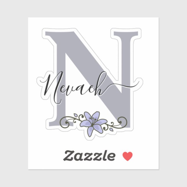 Monogrammed Custom Name Romantic Lily Flower (Sheet)