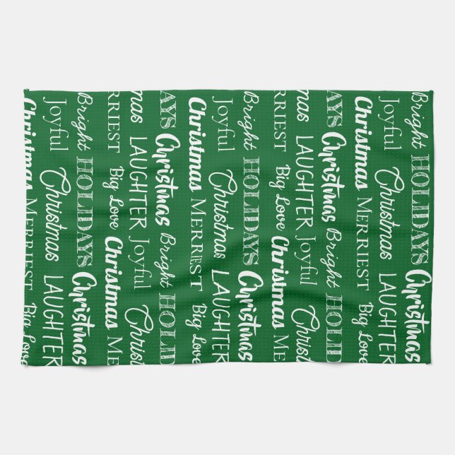 Monogrammed Custom Names for Christmas Kitchen Towel (Horizontal)