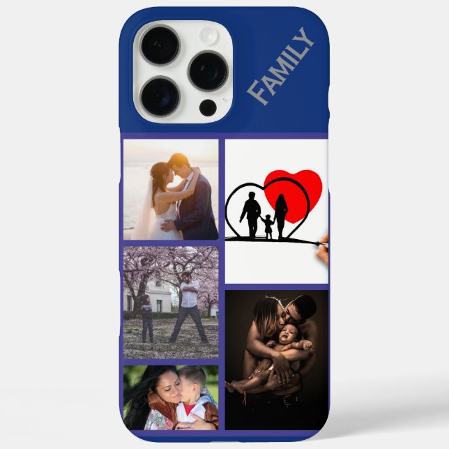 Monogrammed custom photos navy blue phone case (Back)