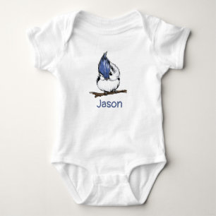 Monogrammed Cute Blue Jay Baby Animal Bodysuit