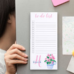 Monogrammed Cute Cherry Blossom To Do List Magnetic Notepad<br><div class="desc">Pretty magnetic notepad to personalize with your monogram. The template is set up for you to add your name and initial (but you can leave either section blank if you prefer to just have one or the other). This cute design has a little cup of cherry blossom with a pretty...</div>