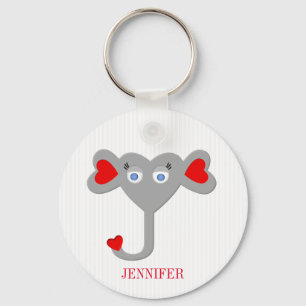 Monogrammed Cute Elephant Keychain