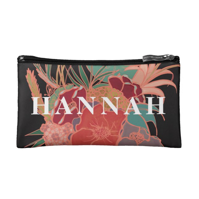 Monogrammed Cute Floral Personalized Makeup Bag (Front)