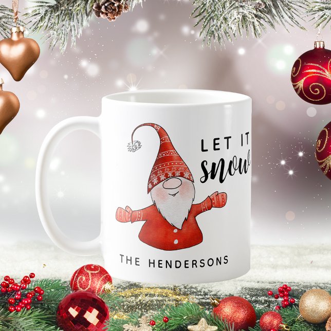 Monogrammed Cute Gnome Christmas Let it Snow  Coffee Mug (Creator Uploaded)