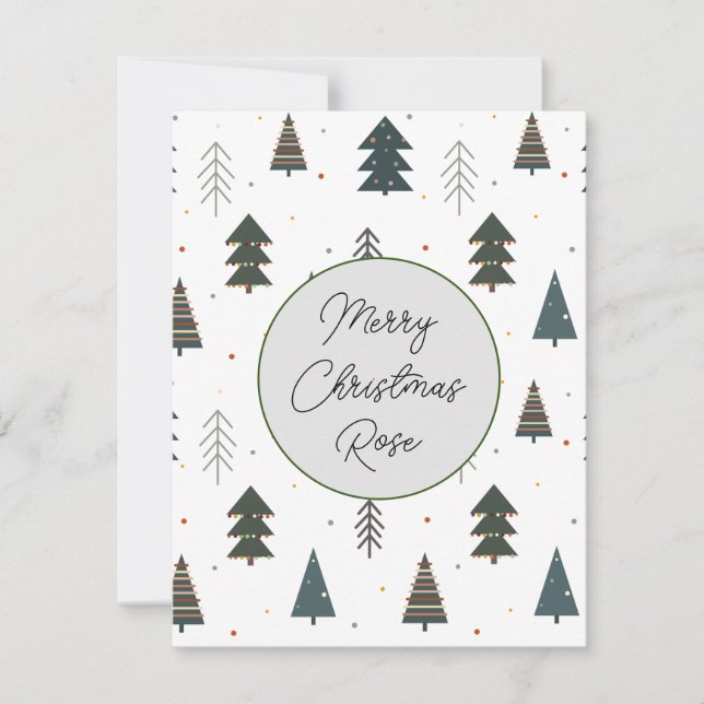 Monogrammed Cute pattern of pine tree dots green Card (Front)