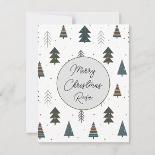 Monogrammed Cute pattern of pine tree dots green Card