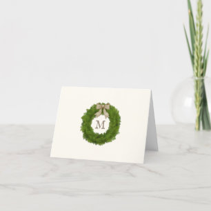 Monogrammed Cypress Wreath With Bow Custom Photo  Announcement