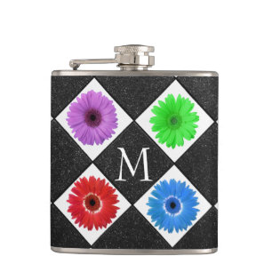 Monogrammed Daisy Hip Flask