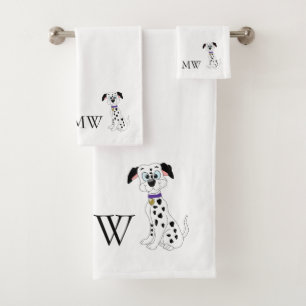Monogrammed Dalmatian Dog Design Bath Towel Set