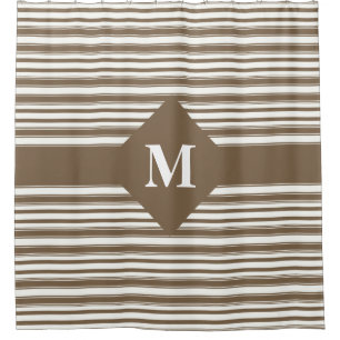 Monogrammed Dark Brown and White Stripes